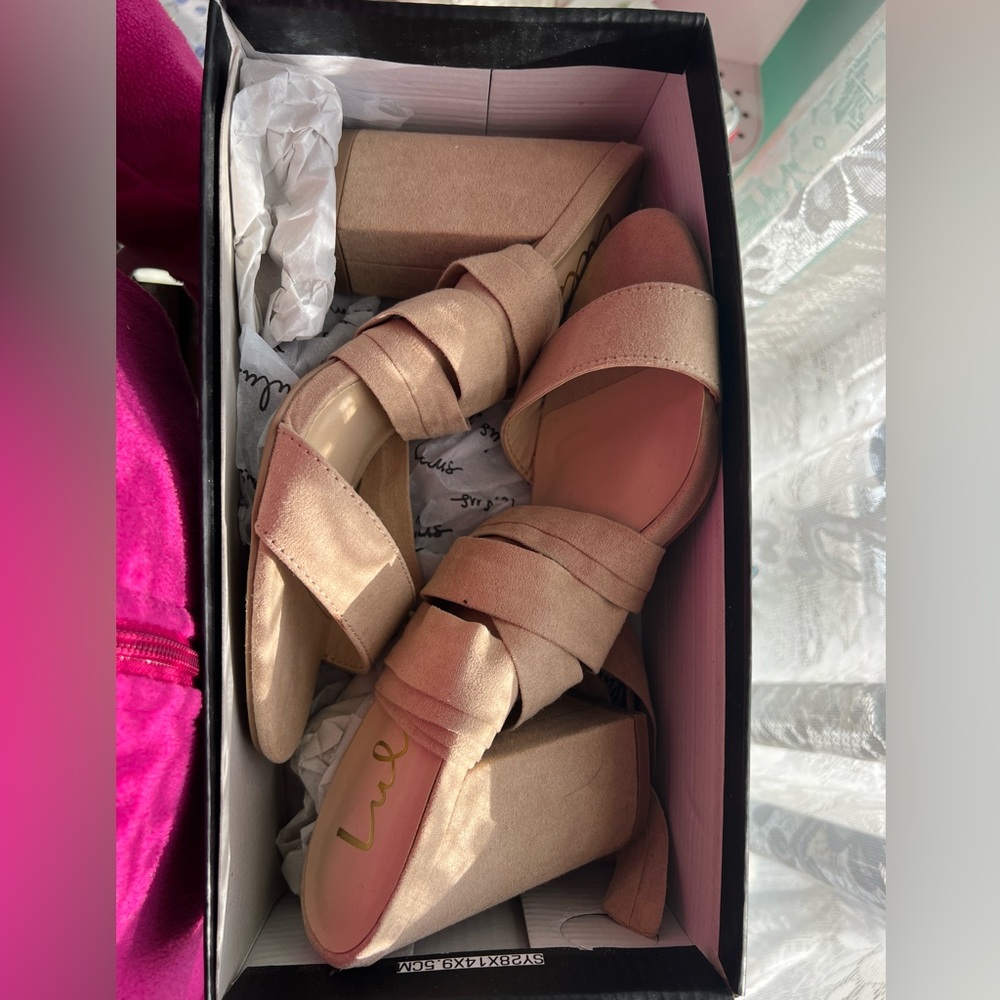 COPY - Lulus Alta Light Nude Suede Lace-Up Heels - Picture 2 of 2